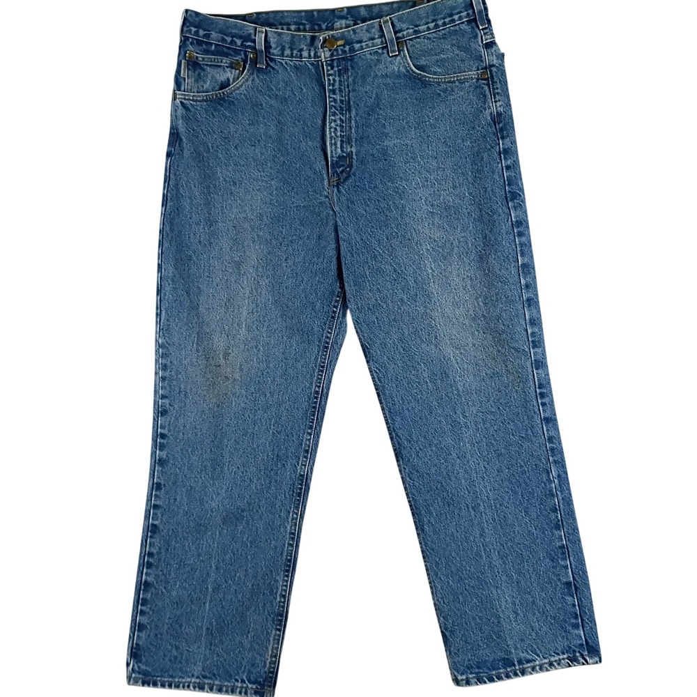 Vintage Carhartt Relaxed Fit Jeans Mens 38x30 Blue USA Made Baggy Grunge Stress
